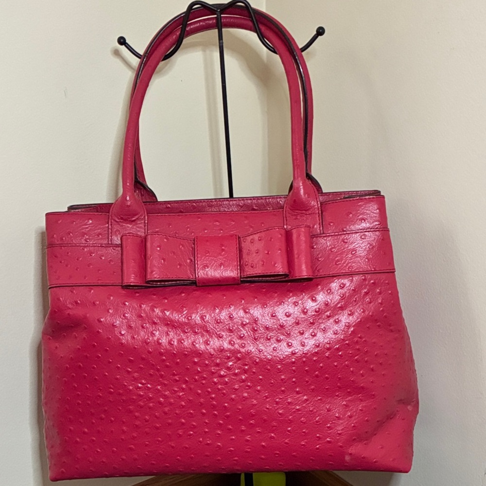Red Ostrich Embossed Kate Spade Large Red Tote NWOT Bag